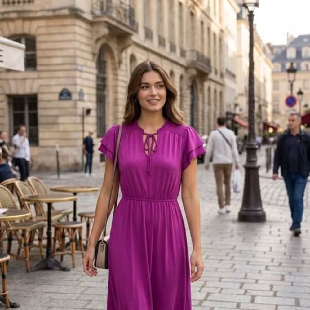 NWT Gilli Byzantium purple midi dress women junior size Small